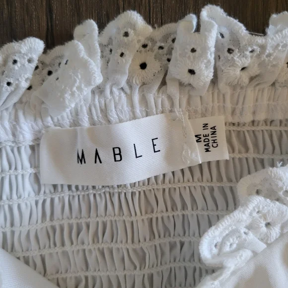 NWOT - MABLE Country Nights Cropped Lace Up Peasant Blouse - White - Picture 7 of 8